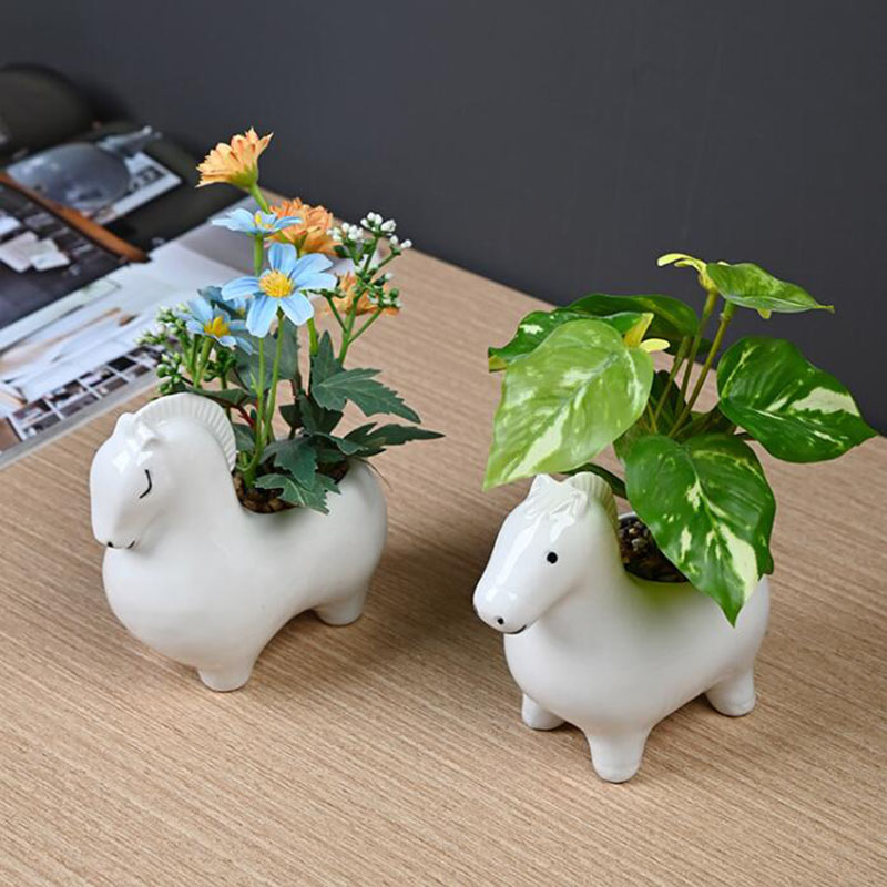 White Porcelain Creative Horse - Bonsai Garden Art review and price